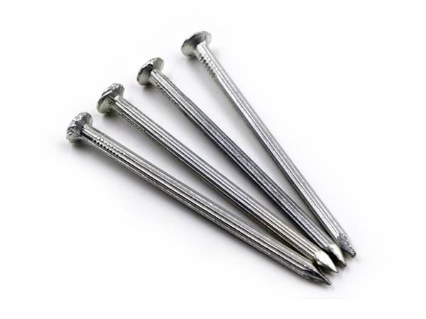 There are four concrete nails with straight fluted shank.