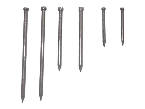 There are six finishing nails with different sizes.