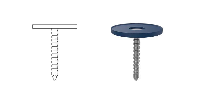 A diagram picture of plastic cap nails.