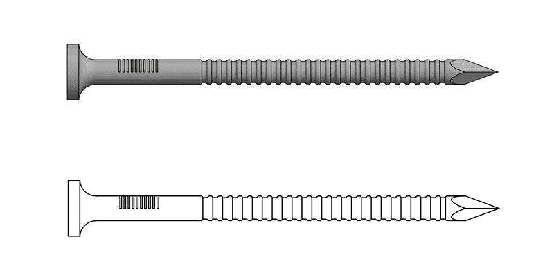 A diagram picture of ring shank nail.