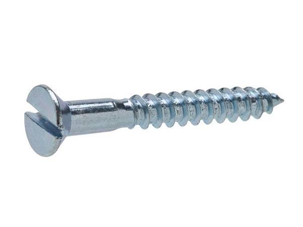 There is a wood screw with slotted flat head.